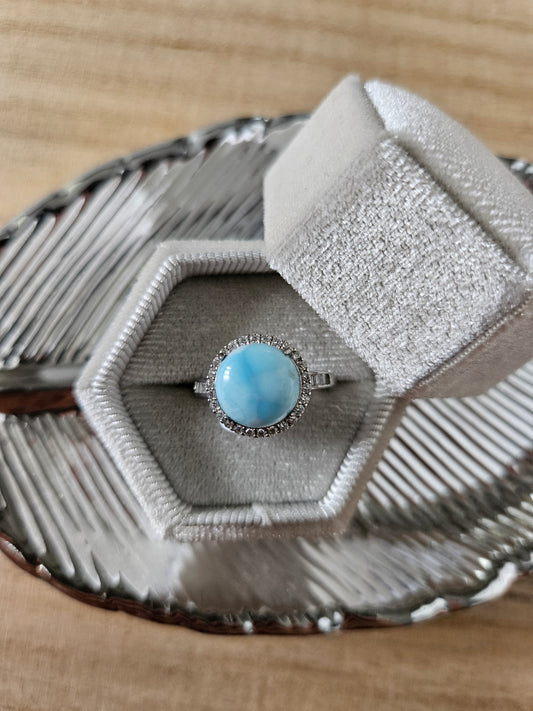 925 Silber Larimar Ring (42z)