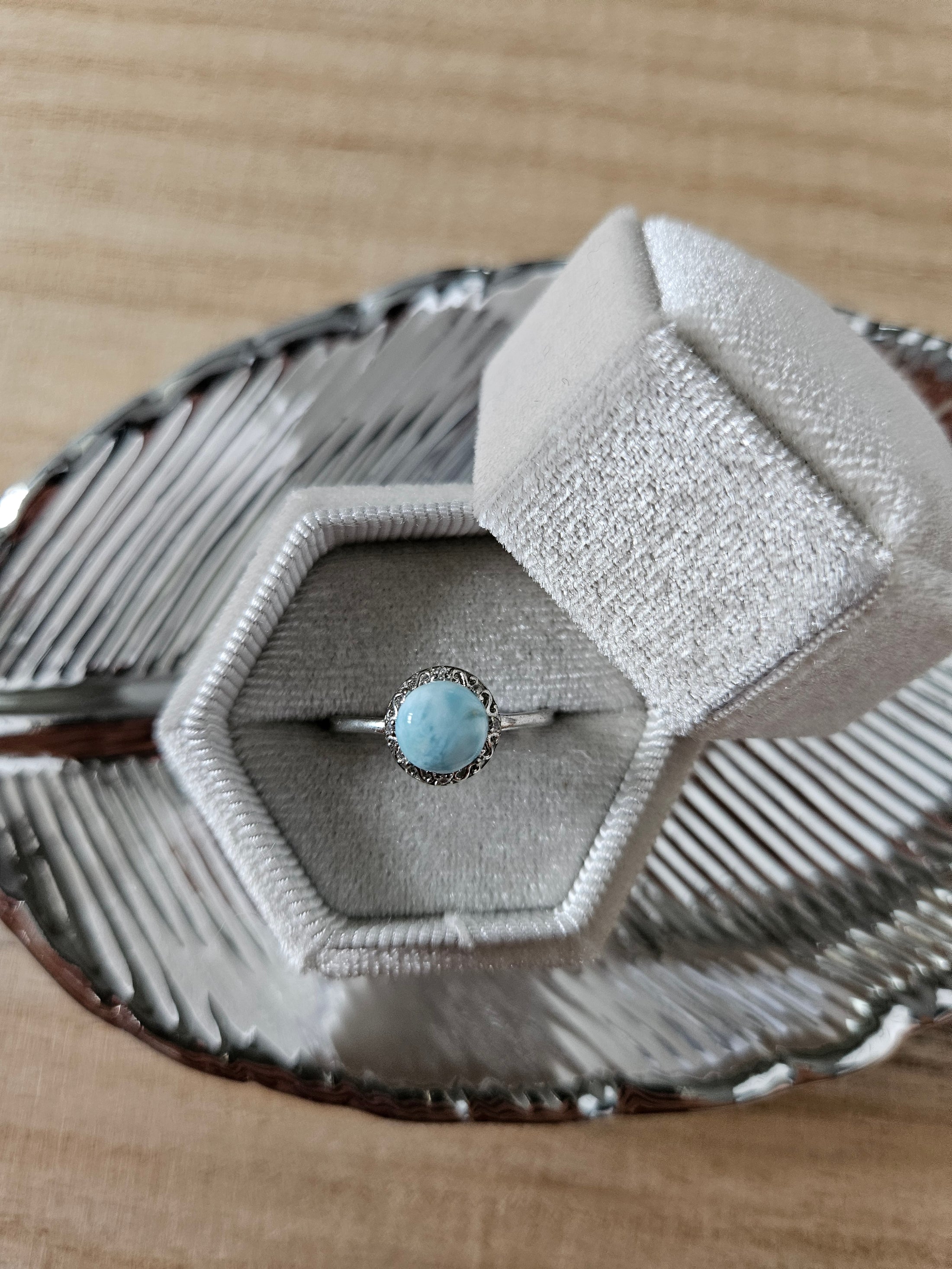 925 Silber Larimar Ring (34m)