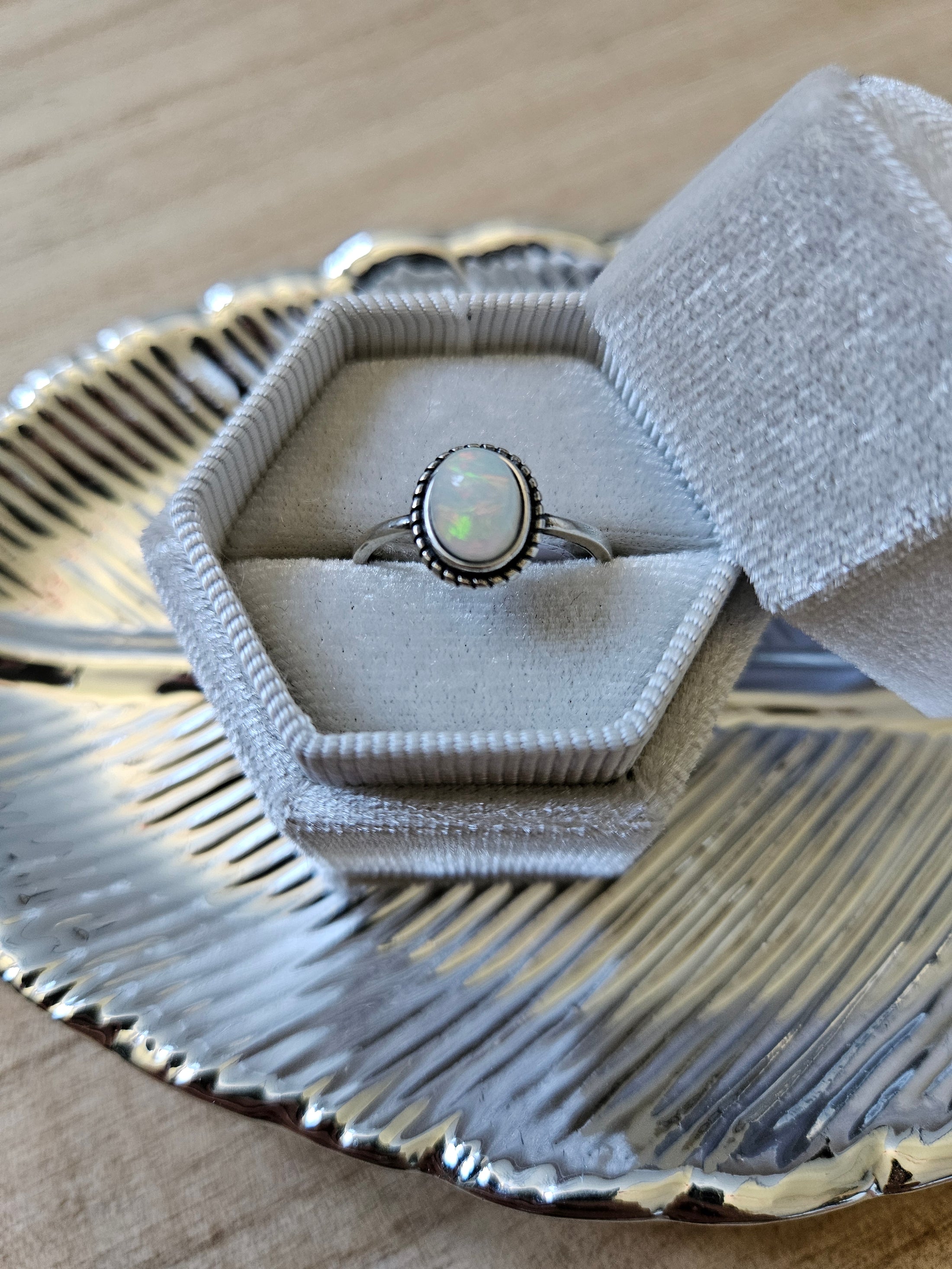 925 Silber Opal Ring (29l)