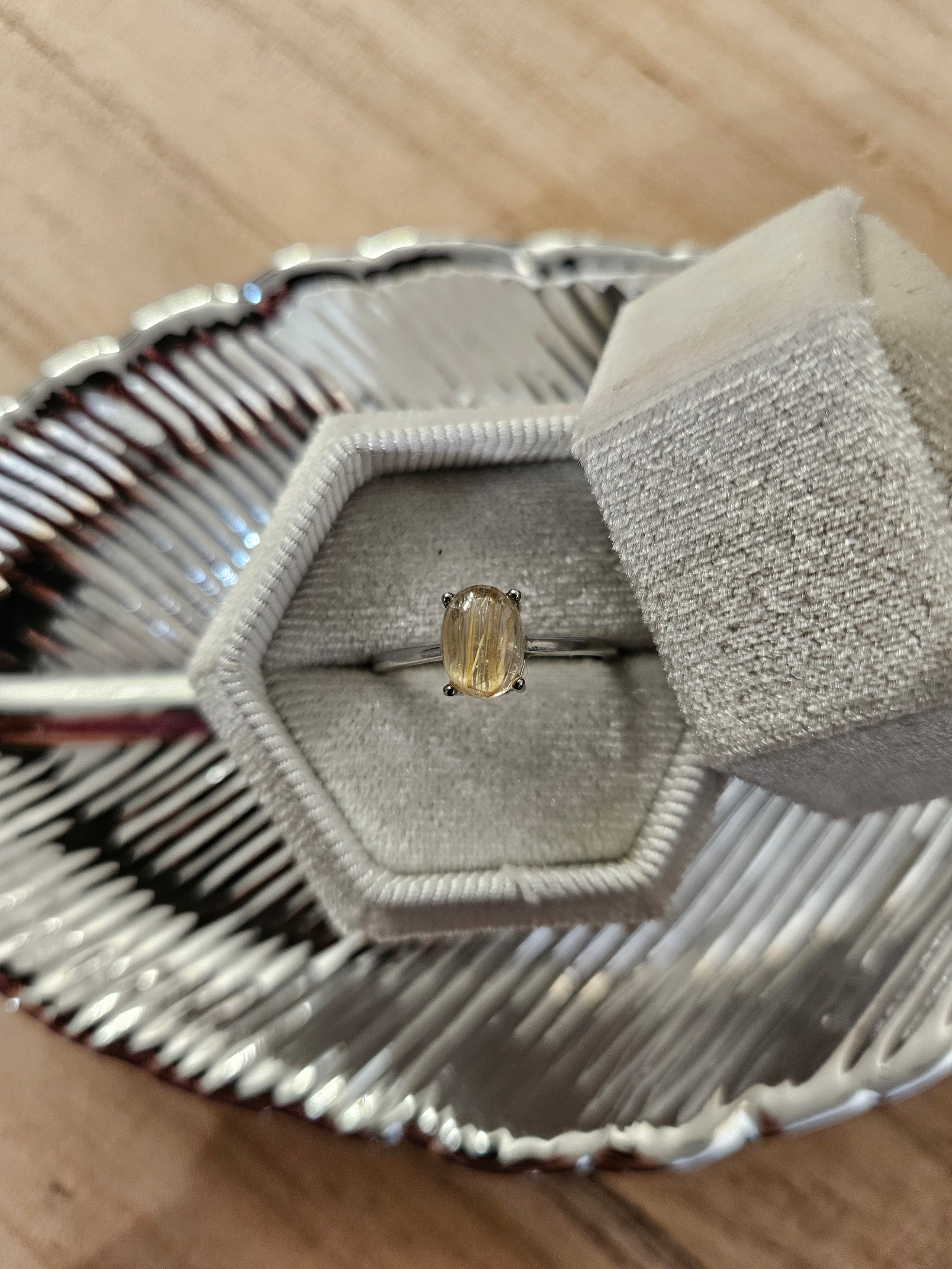 925 Silber Gold Rutil Ring (20rru)