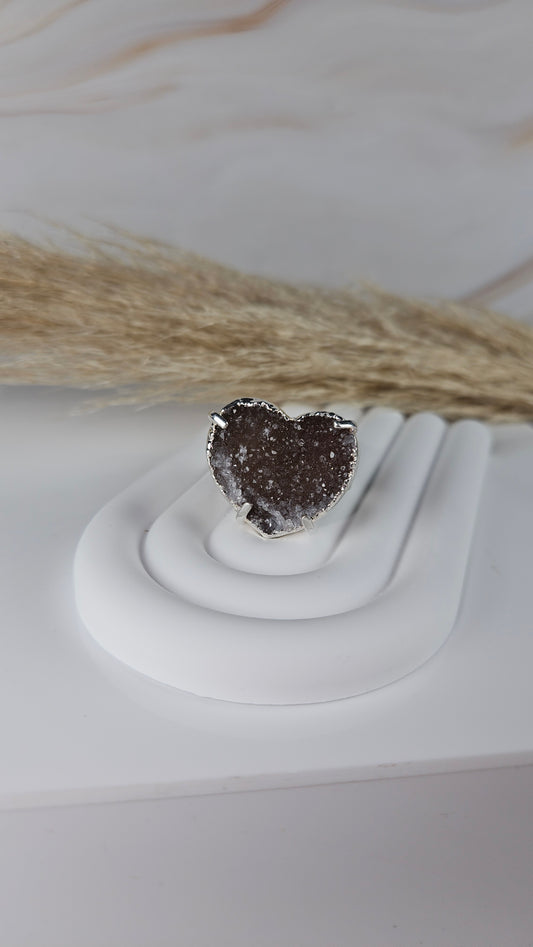 Druzy Amethyst Herz Ring Silber (33sil)