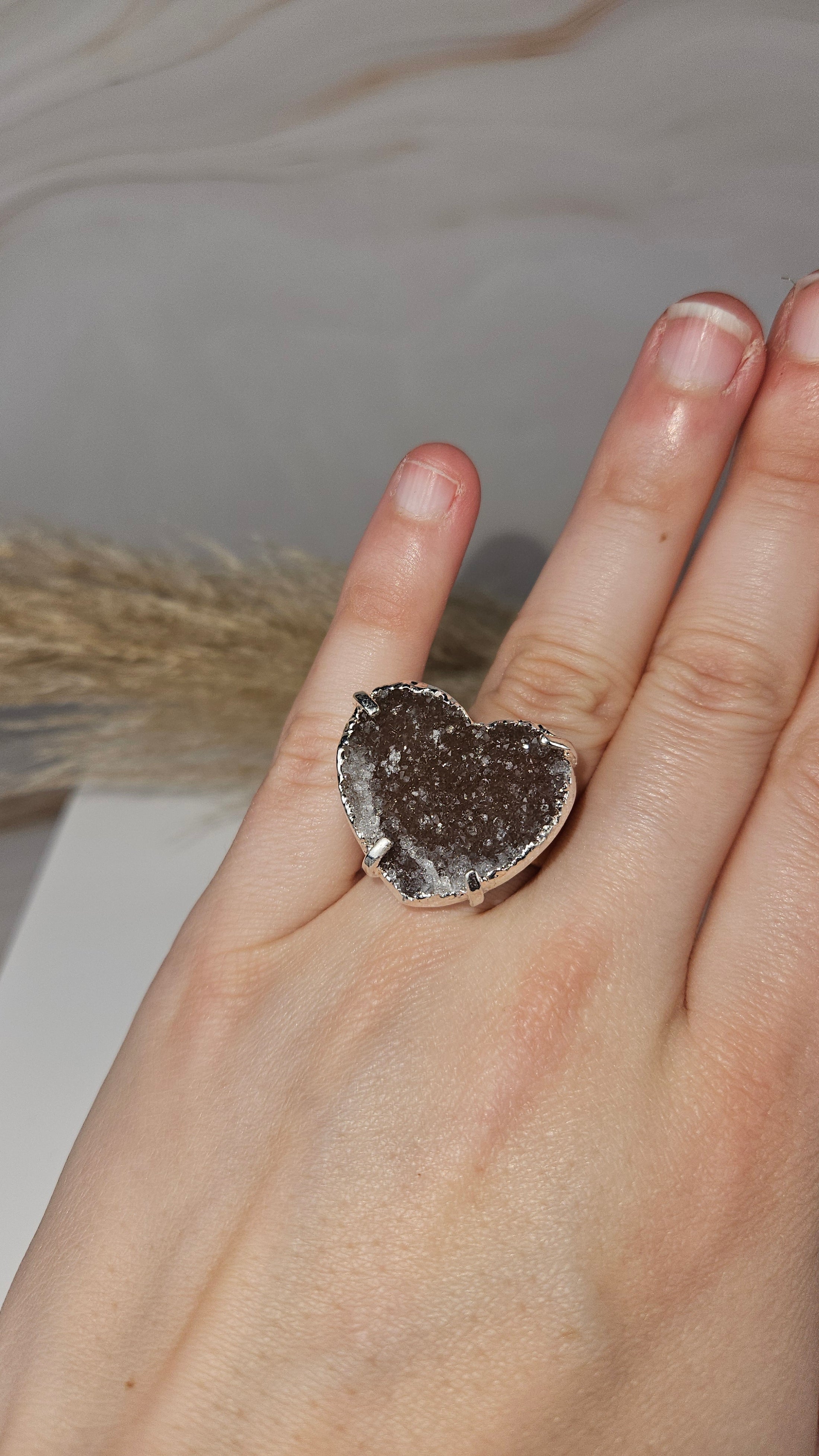 Druzy Amethyst Herz Ring Silber (33sil)