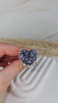 Bild in Galerie-Betrachter laden, Druzy Amethyst Herz Ring Silber (33herz)
