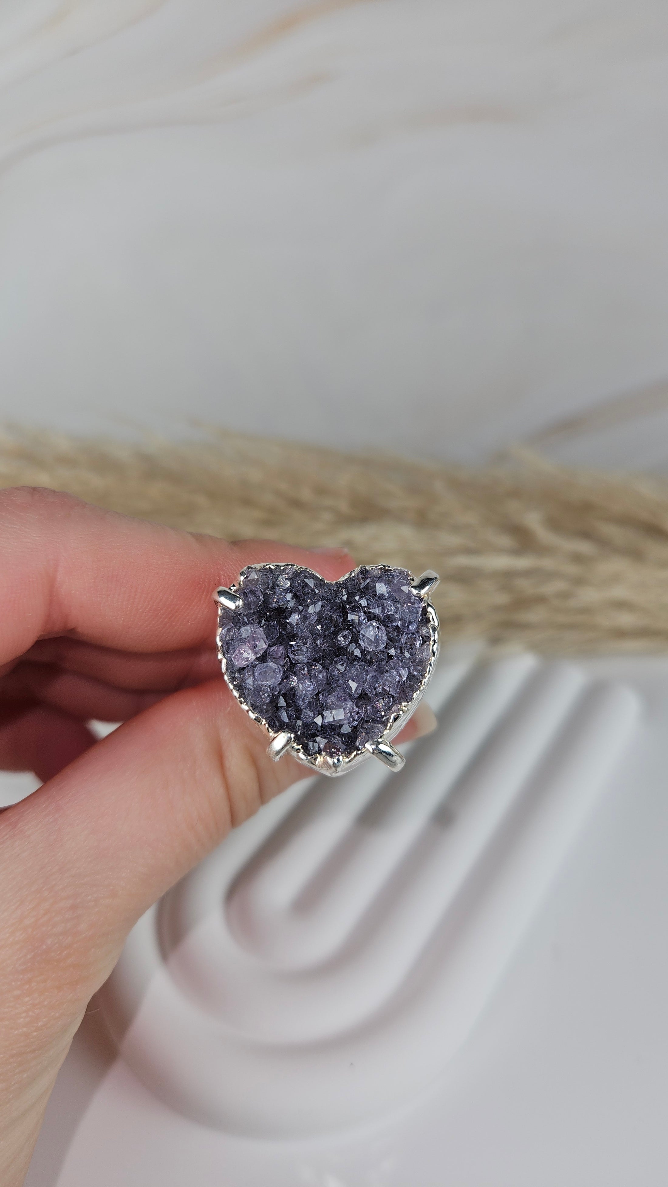 Druzy Amethyst Herz Ring Silber (33herz)