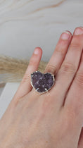 Bild in Galerie-Betrachter laden, Druzy Amethyst Herz Ring Silber (33gdd)
