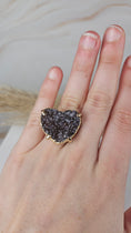 Bild in Galerie-Betrachter laden, Druzy Amethyst Herz Ring Gold (33kll)
