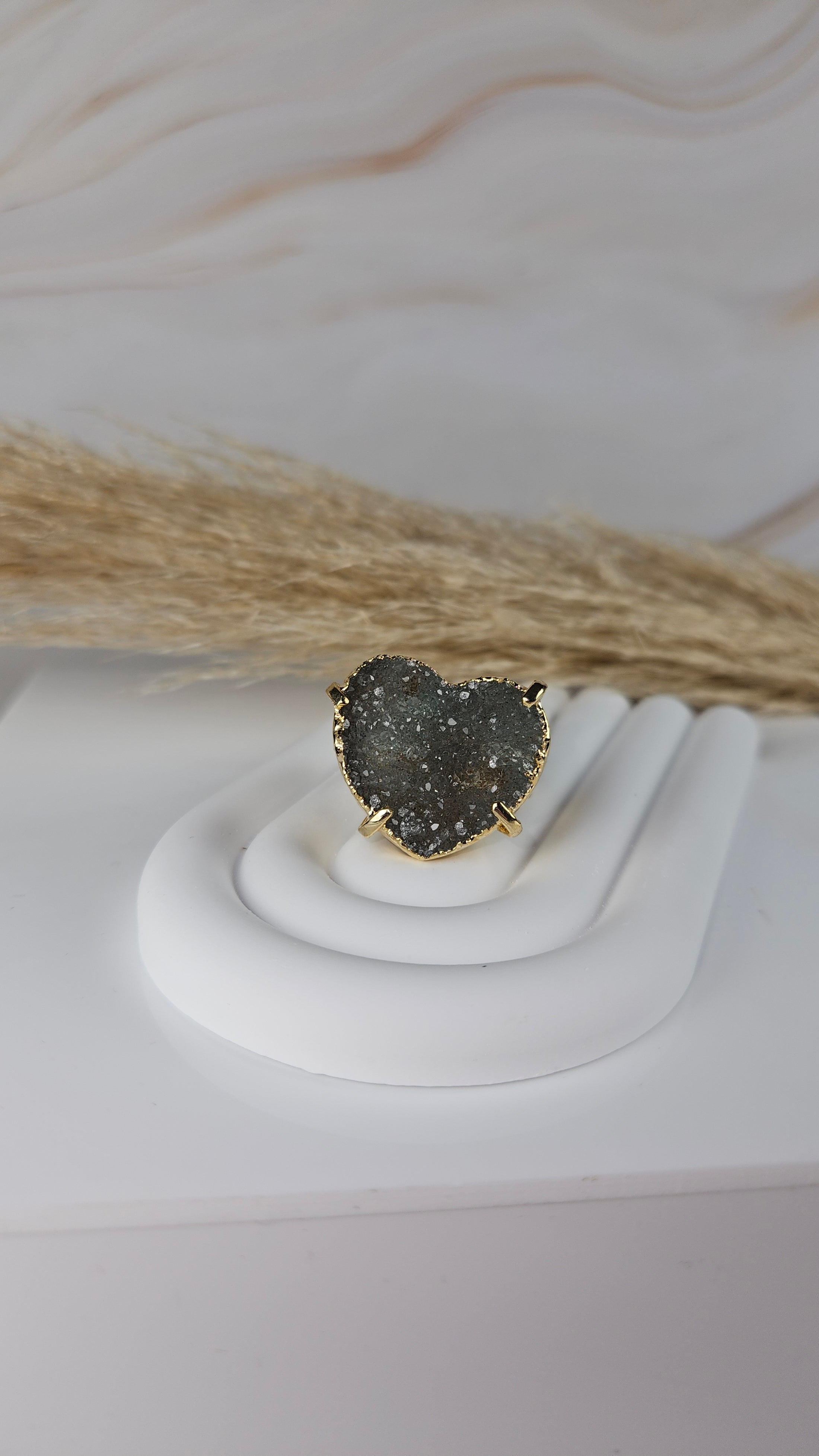 Druzy Amethyst Herz Ring Gold (33zzu)