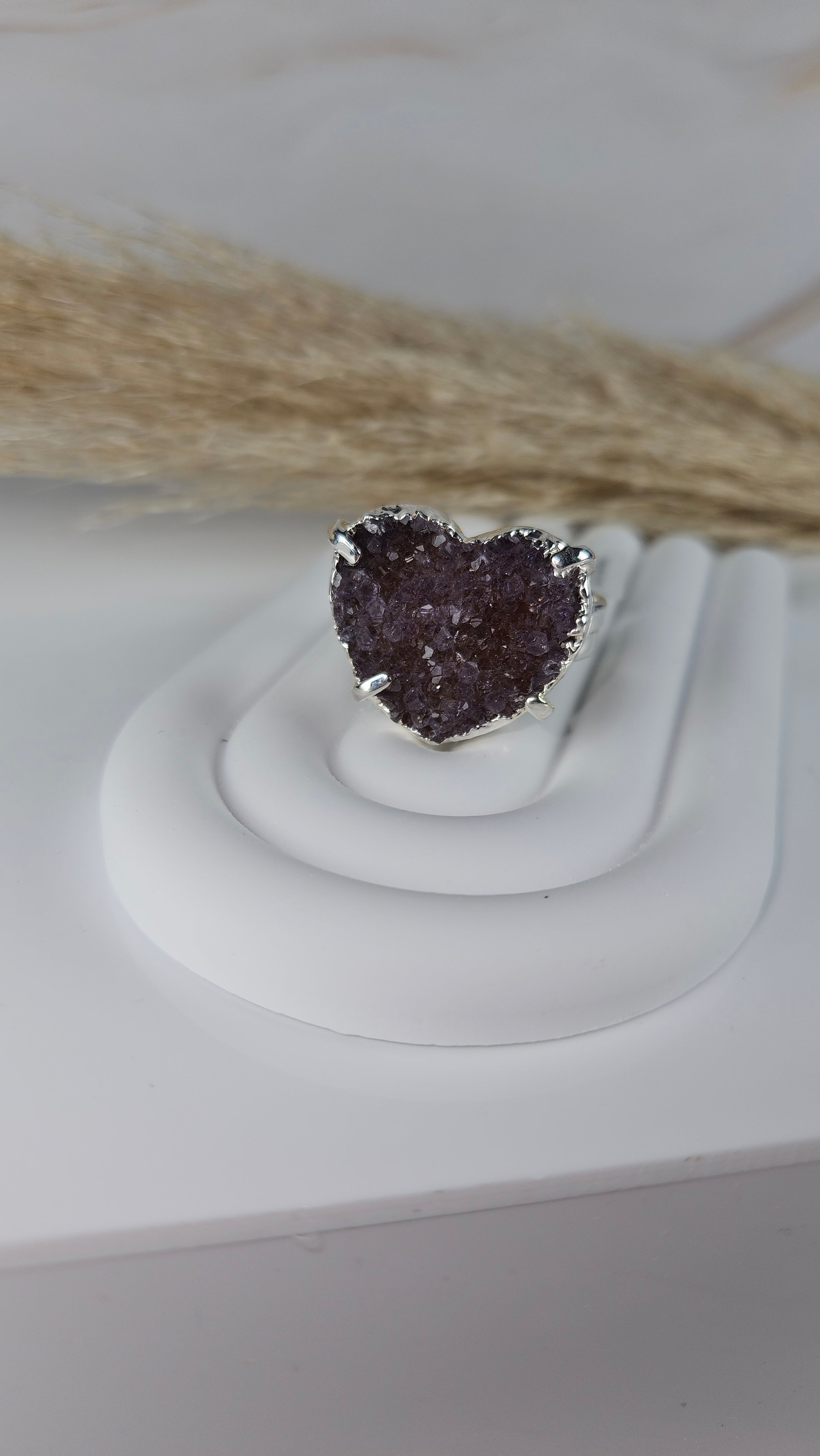 Druzy Amethyst Herz Ring Silber (33ame)