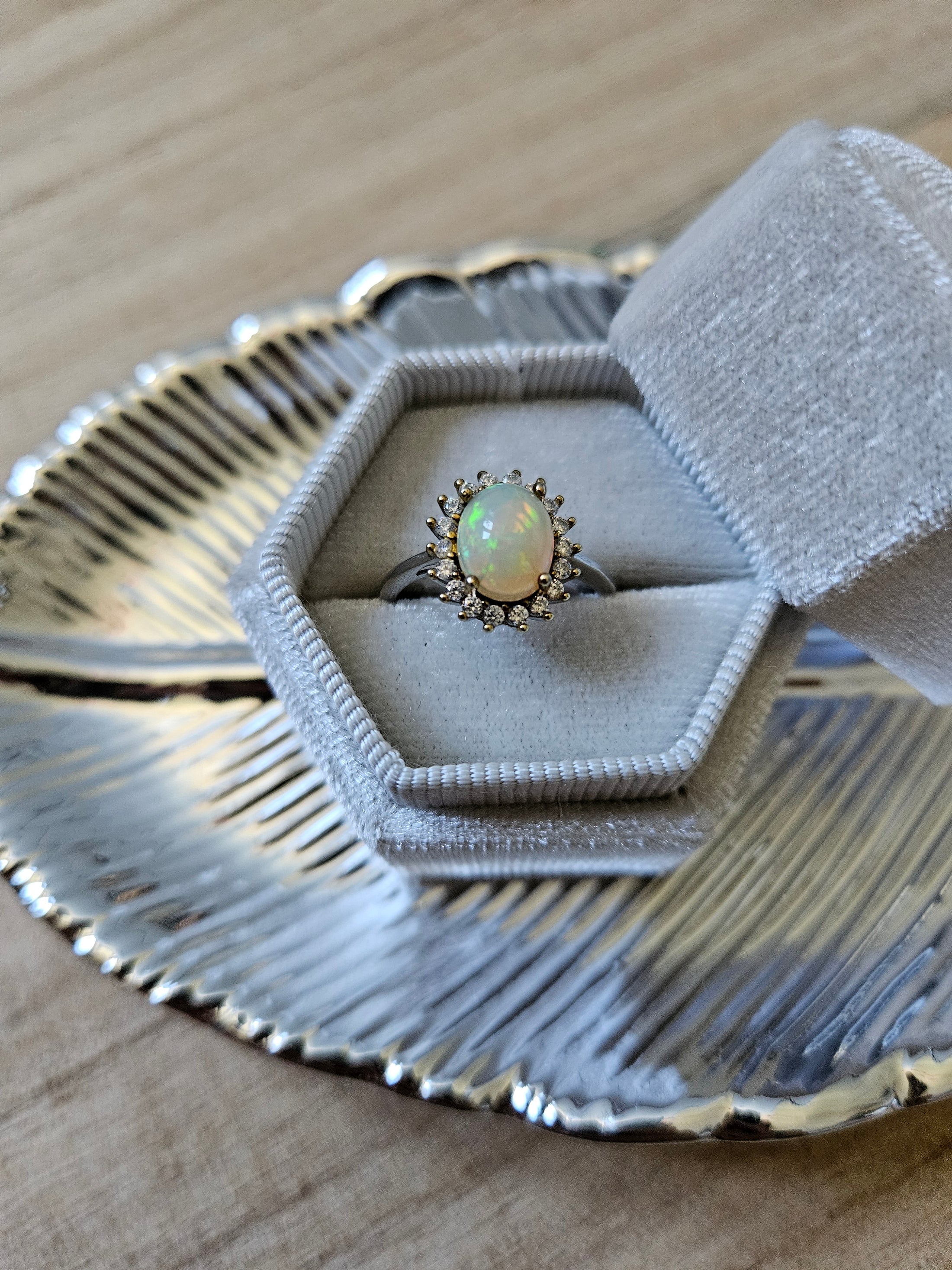 925 Silber Opal Ring (38f)