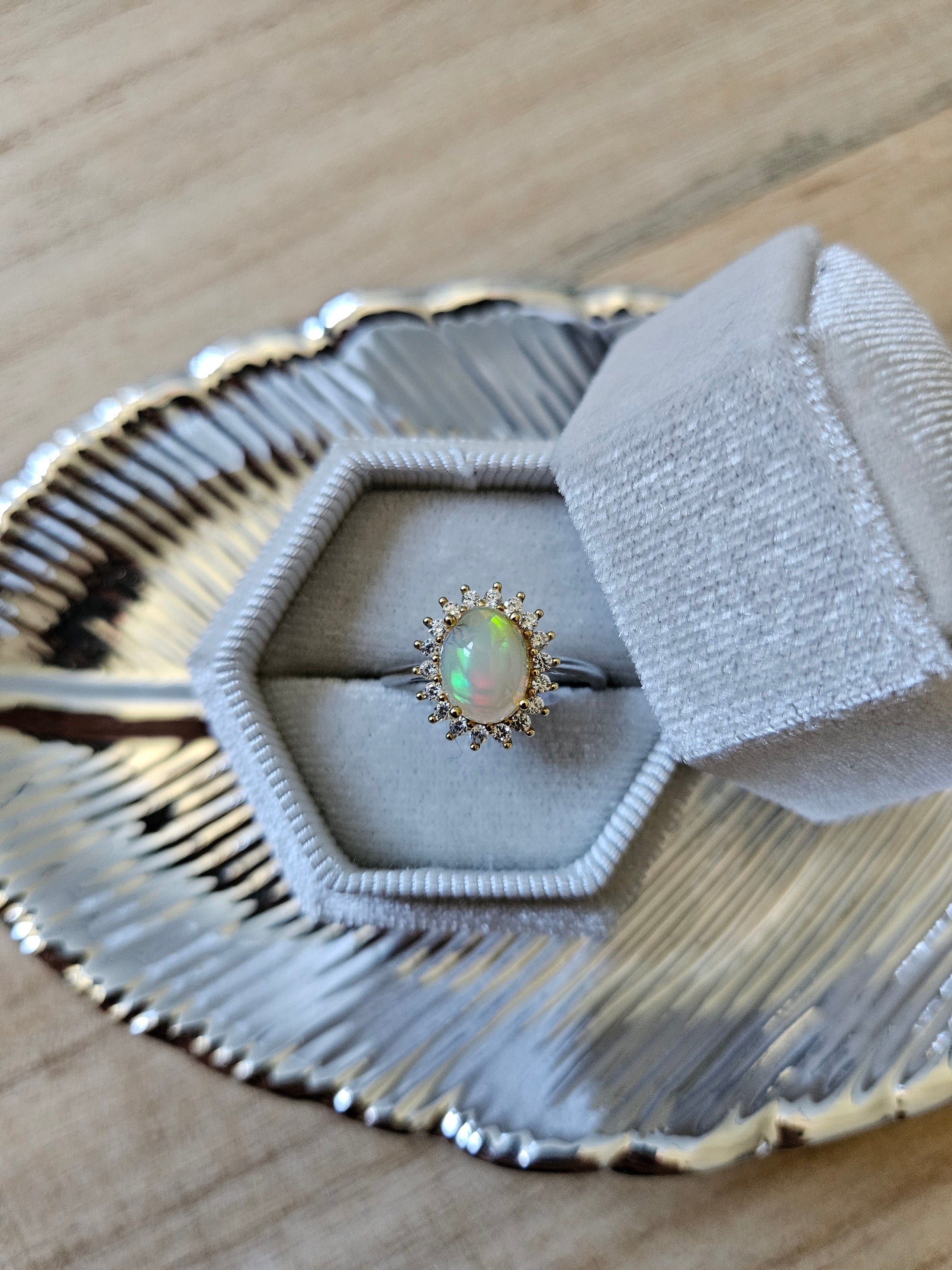 925 Silber Opal Ring (38d)