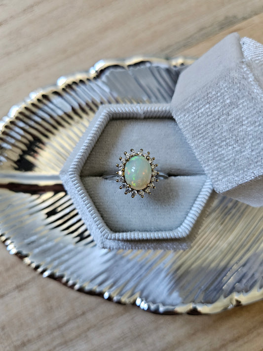 925 Silber Opal Ring (38f)