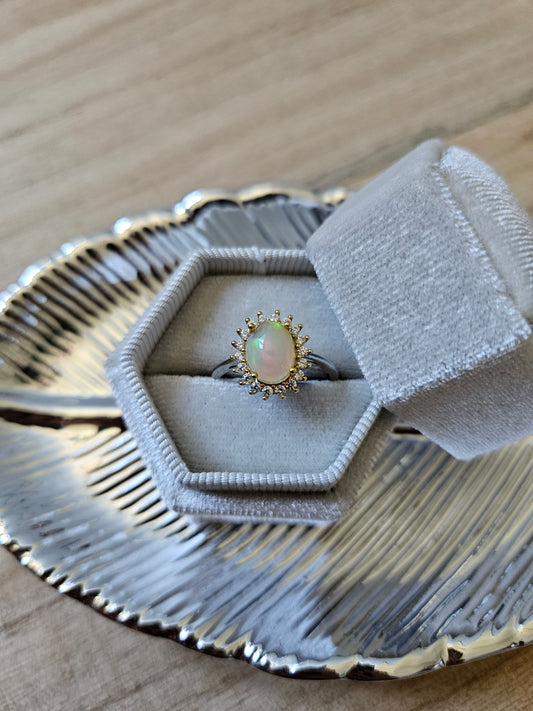 925 Silber Opal Ring (38d)